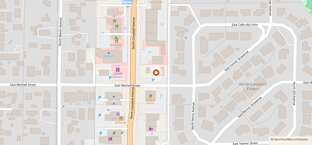 Mapa que muestra la ubicación de Heart Swell Books, 2700 N Campbell Ave Suite 100, Tucson AZ 85719