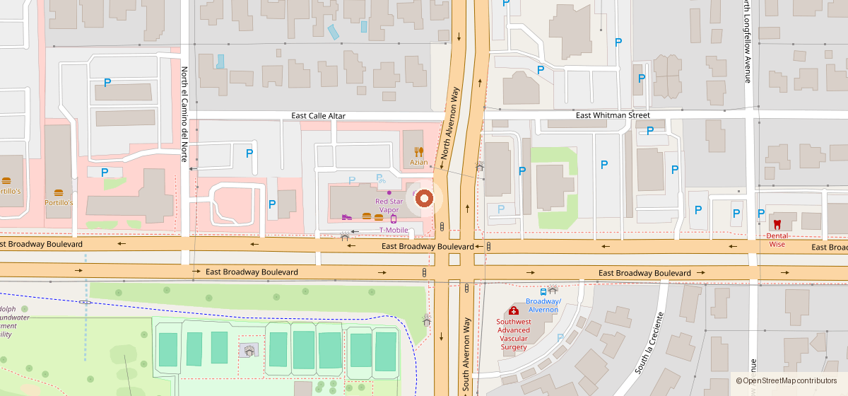 Mapa con la ubicación de Proof Bread LLC, 3855 E Broadway Blvd, Tucson AZ 85716