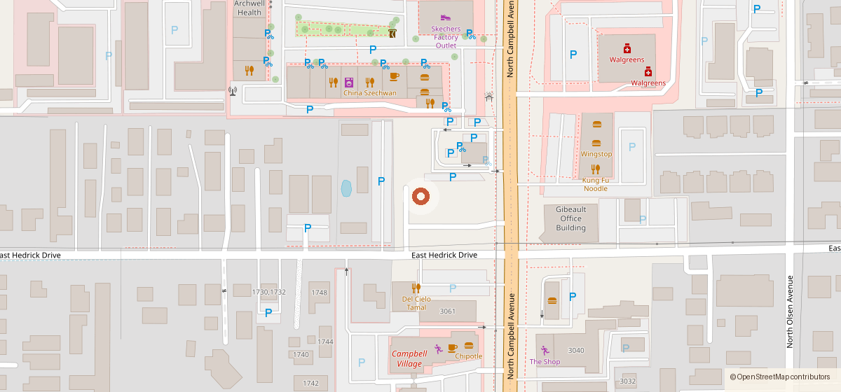 Mapa con la ubicación de Shake Shack #1729, 3105 N. Campbell Ave.
