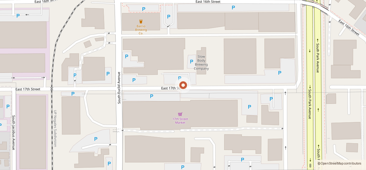 Mapa con la ubicación de Slow Body Beer Company LLC, 831 E. 17th St.